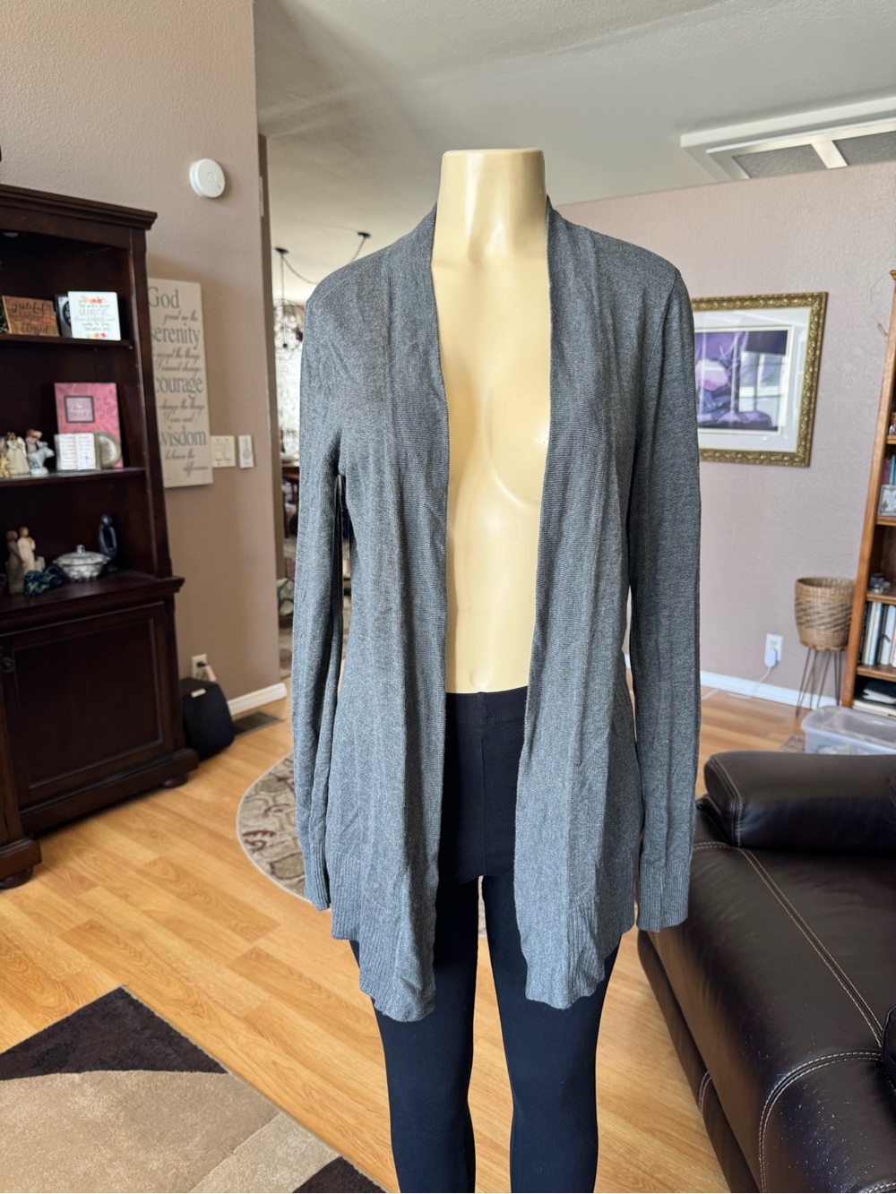 White House Black Market gray open front cardigan sweater-size M